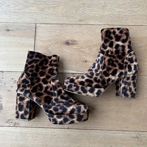 Urban Outfitters Olivia Leopard Print Platform Ankle Boots